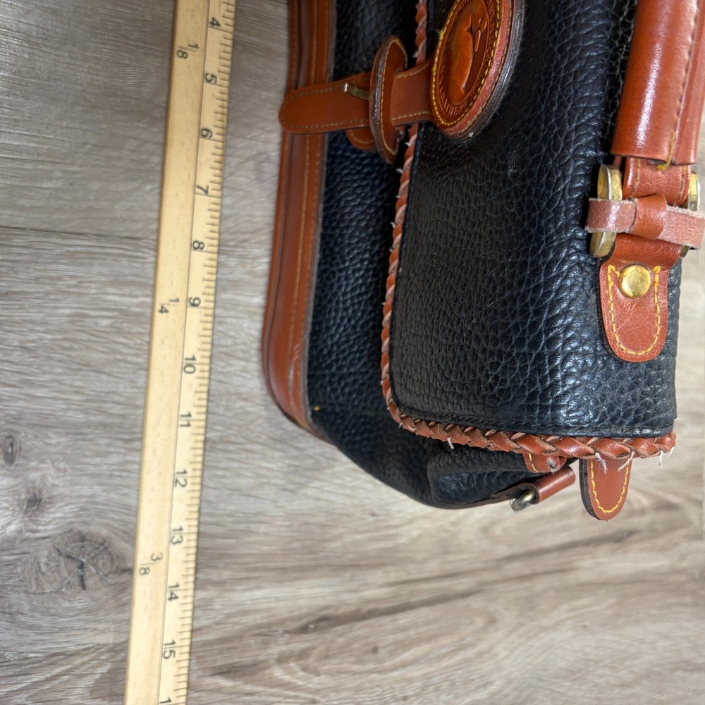 Lot of 2 Dooney & Burke Bags Black Tan Leather Bags Satchel Vintage - Picture 4 of 16